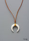 Boho Necklace, Ox Horn, Shell White and Black Onyx Crescent